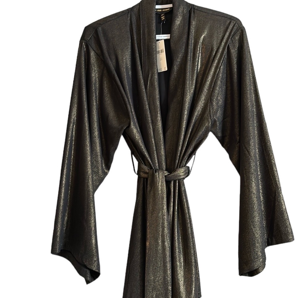 Anthropologie "In Our Nature" Black with gold thread kimono, One Size. Brand New - Picture 1 of 5